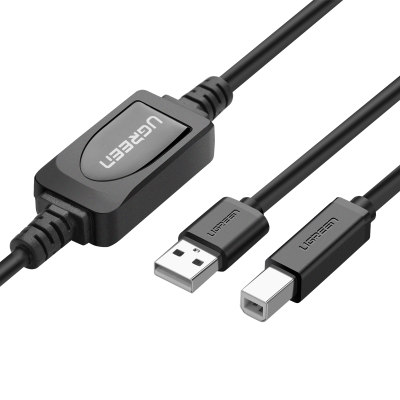 10374 Кабель UGREEN US122 USB 2.0 - USB B, активный, цвет: черный, 10M можно капить на ugreen.by